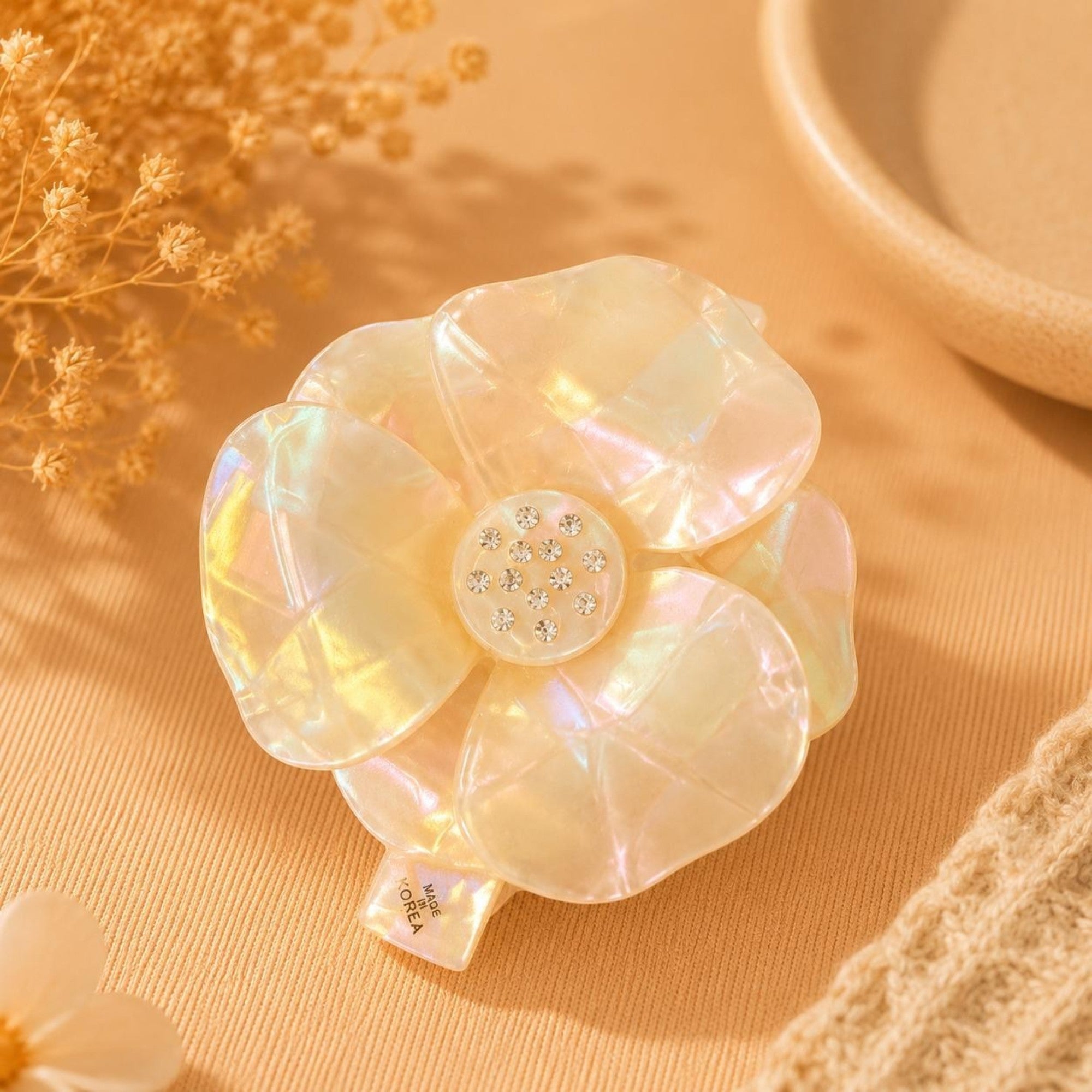 Premium Korean Iridescent Flower Hair Claw Clip