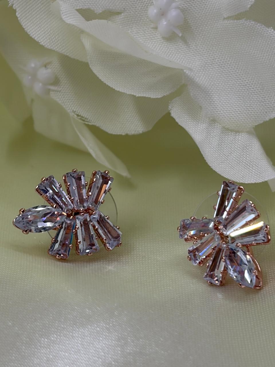 Dainty Crystal Sunburst Stud Earrings