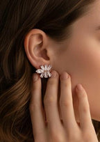 Dainty Crystal Sunburst Stud Earrings