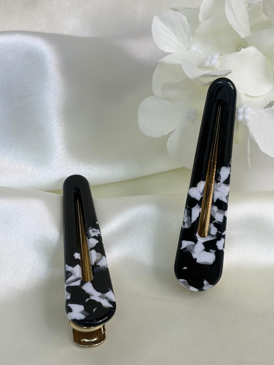 Azure Marble Barrettes