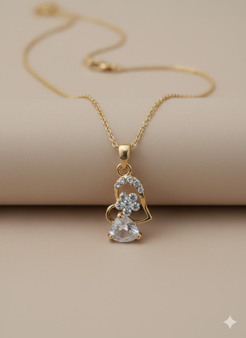 Heart Crystal Gold Plated Necklace