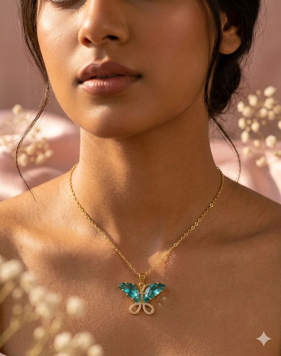 Butterfly Crystal Pendant Necklace