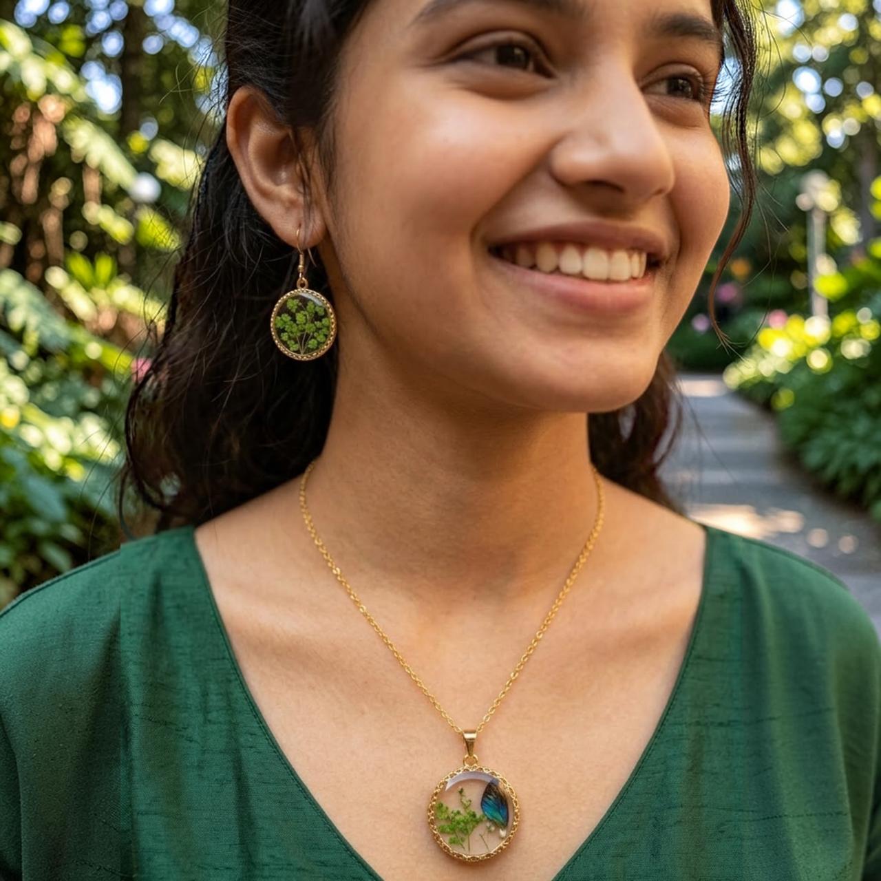 Handcrafted Real Pressed Flower Resin Jewelry Set