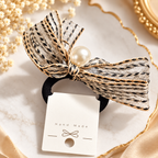 Stylish Black Bow Hair Bands for Girls – Pearl & Ribbon Elastic Hair Ties Combo (2 pcs)